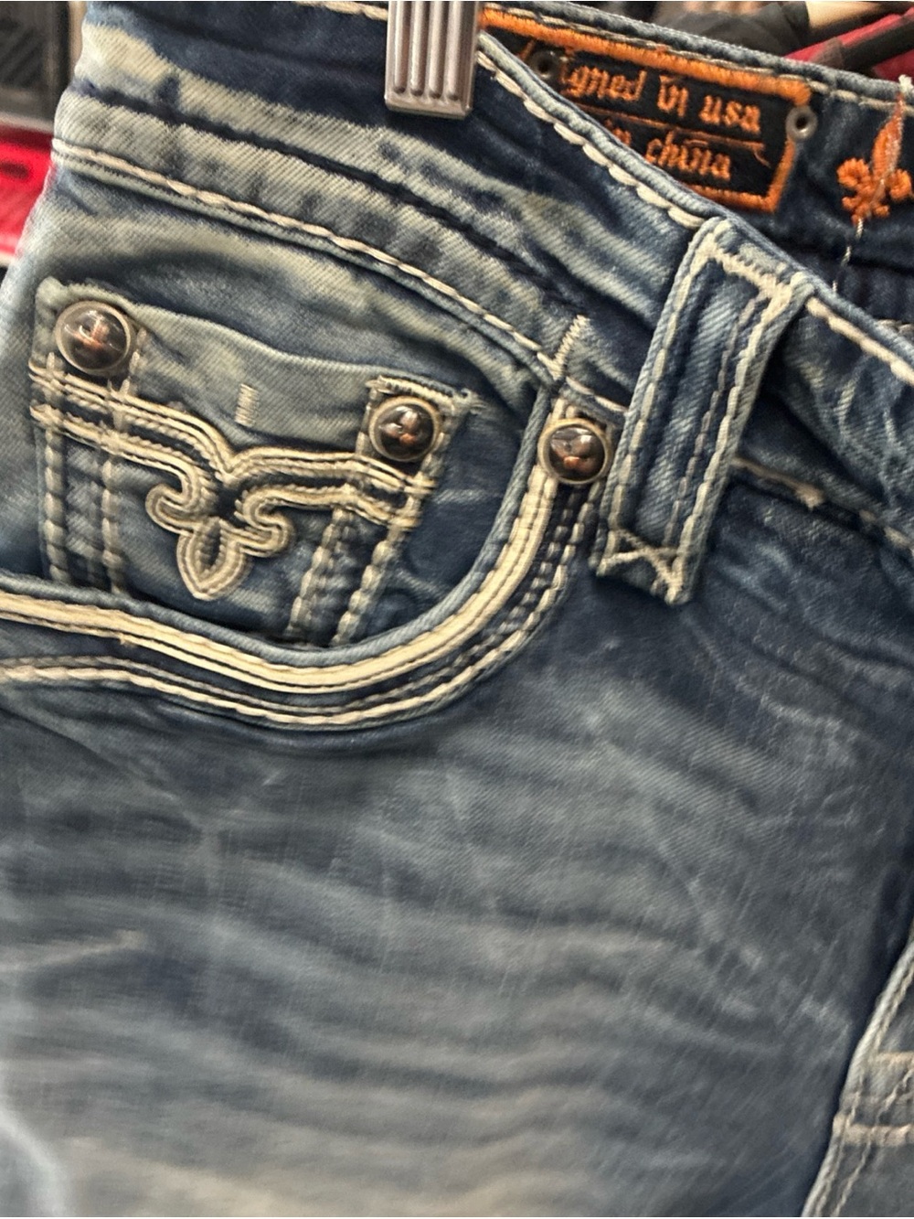 Men’s Rock Revival Distressed Jeans 👖 Pre Owned Used Sz 34 Streetwear - Picture 7 of 15